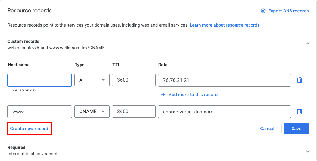 Manager dns